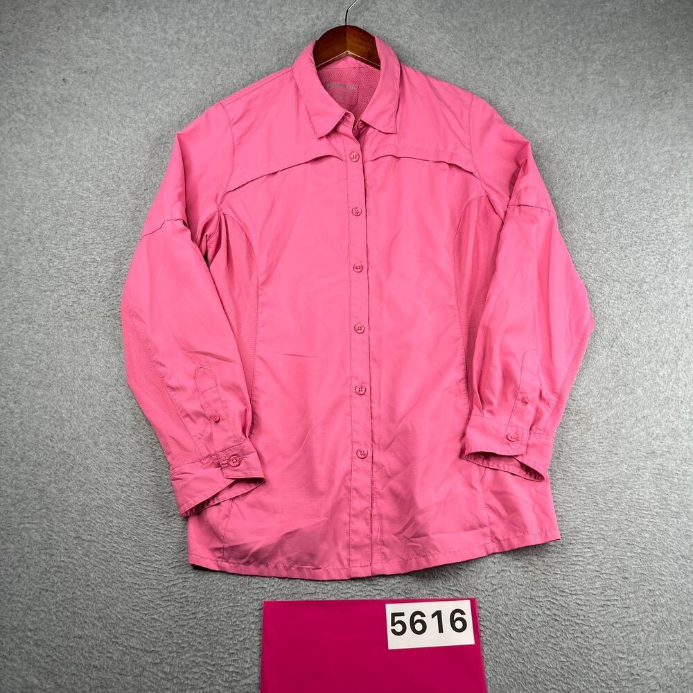 Reel Legends Long Sleeve Button Up Womens Large Pink Free Water Vented